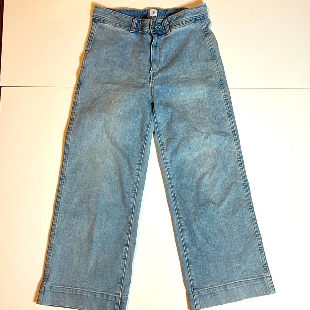 Gap High Rise Wide Leg Crop jeans blue denim size 8 29